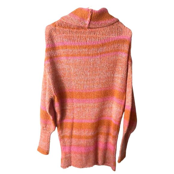Free People Oversized Wool Blend Striped Tunic Sweater Pink Orange Size XS Boho - Picture 5 of 8